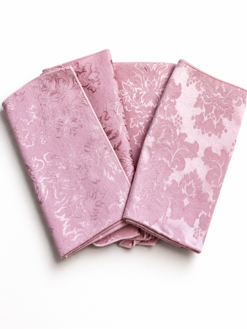 Vintage Pink Damask Cloth Napkins Set 4 Floral Table Linens Cottagecore French - Picture 3 of 16
